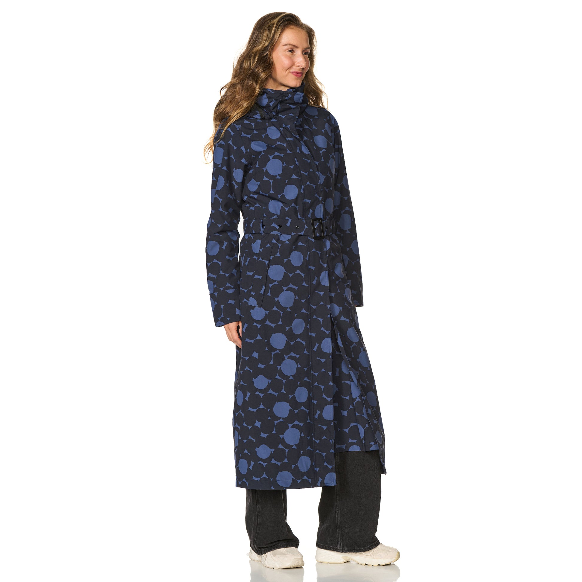 Lange regenjas Montreal print blauw Happy Rainy Days 