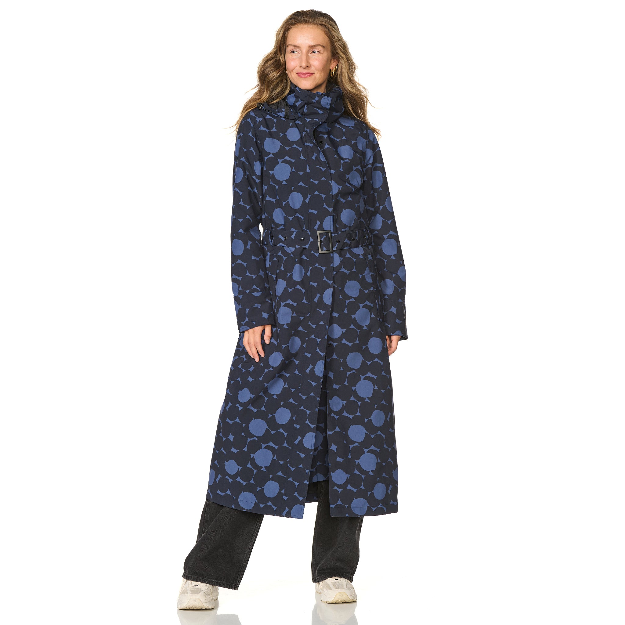 Lange regenjas Montreal print blauw Happy Rainy Days 